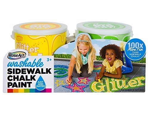 RoseArt Washable Sidewalk Chalk Paint (2 Count), Glitter Green/Yellow by Rose Art