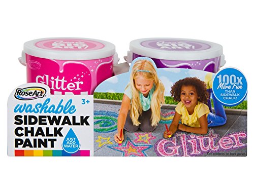 RoseArt Washable Sidewalk Chalk Paint 2ct Glitter Pnk/purp