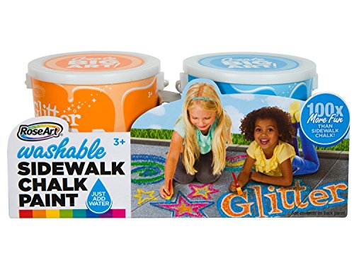 RoseArt Washable Sidewalk Chalk Paint 2ct Glitter ORN/blu