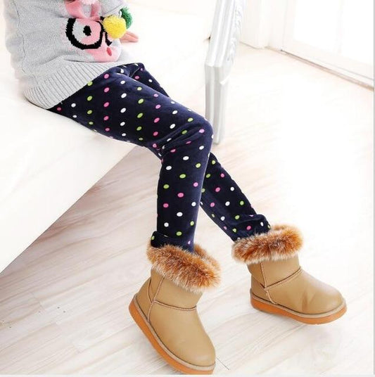 Girl's Clothing Polka dot / 2T Girl Velvet Legging Pants