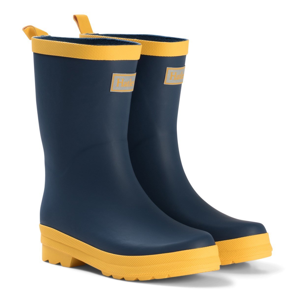 Navy & Yellow Matte Rain Boots