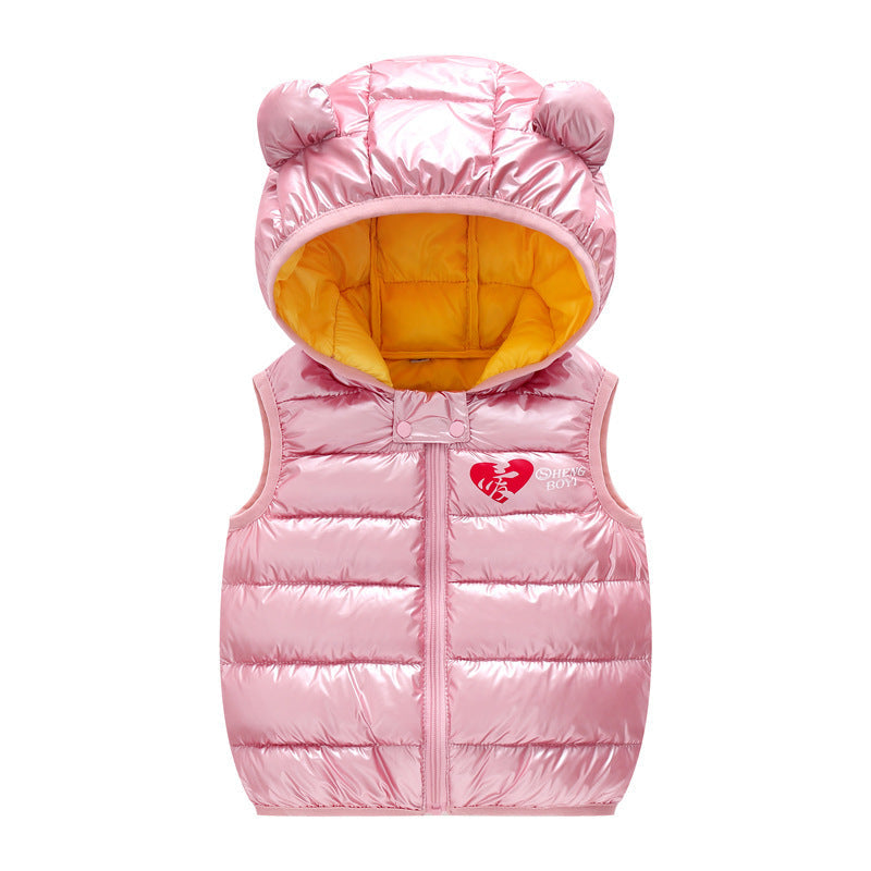 Children Warm Down Vest Autumn Baby Sleeveless Waistcoat Kids Outerwear Vests Boys Girls Hooded Jackets Different Sizes