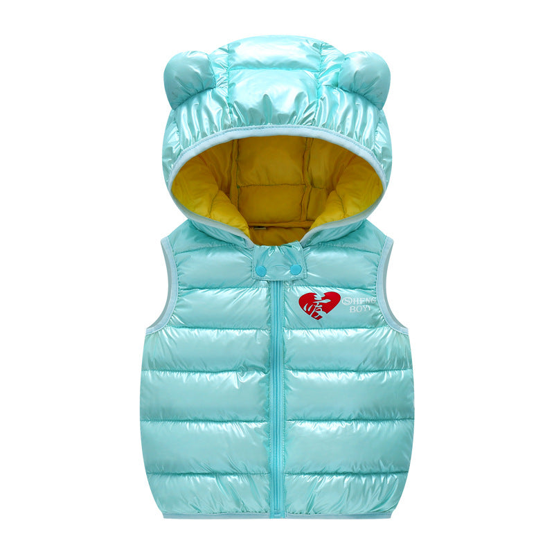 Children Warm Down Vest Autumn Baby Sleeveless Waistcoat Kids Outerwear Vests Boys Girls Hooded Jackets Different Sizes