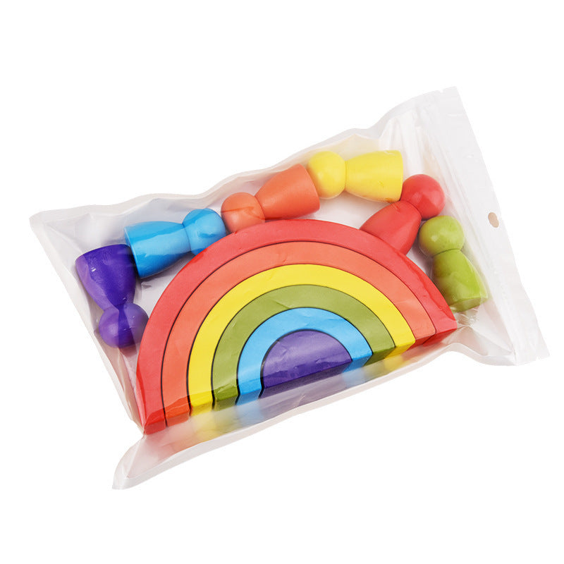 Colorful Rainbow Stacker - Wooden Building Blocks Toys