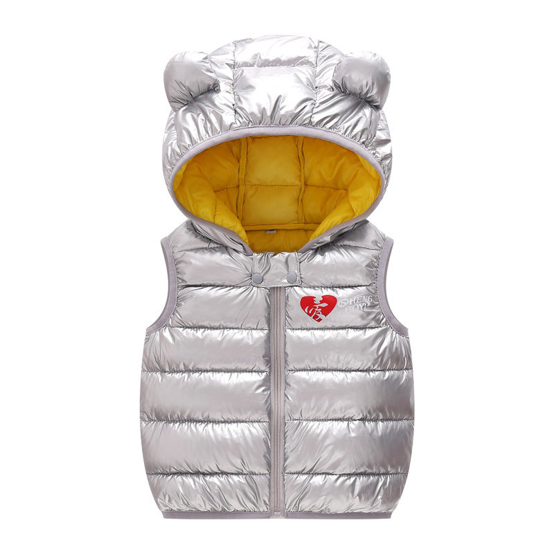 Children Warm Down Vest Autumn Baby Sleeveless Waistcoat Kids Outerwear Vests Boys Girls Hooded Jackets Different Sizes