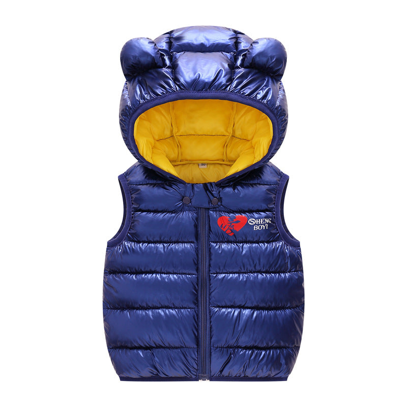 Children Warm Down Vest Autumn Baby Sleeveless Waistcoat Kids Outerwear Vests Boys Girls Hooded Jackets Different Sizes