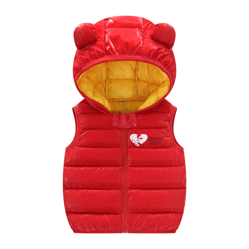 Children Warm Down Vest Autumn Baby Sleeveless Waistcoat Kids Outerwear Vests Boys Girls Hooded Jackets Different Sizes