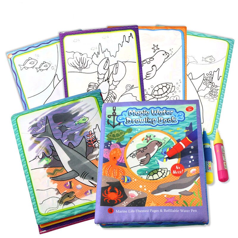 8 Styles Magic Water Drawing Book Coloring Doodle & Magic Pen Drawing Toys Montessori Toys Early Education Toys for Kids