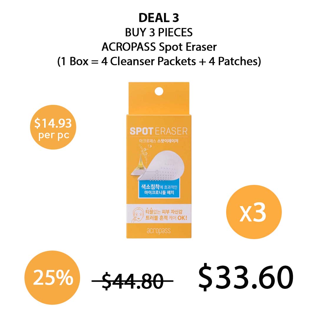 [ACROPASS] Spot Eraser (1 Box = 4 Cleanser Packets + 4 Patches)