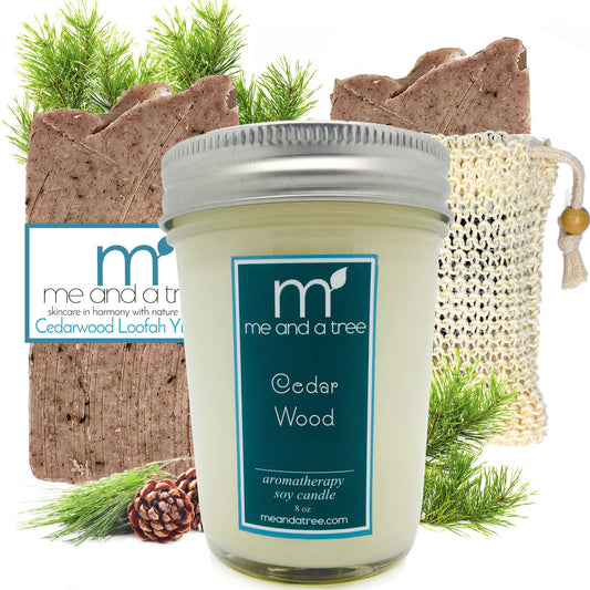 Cedarwood Loofah Soap Candle Skin Care Gift Set