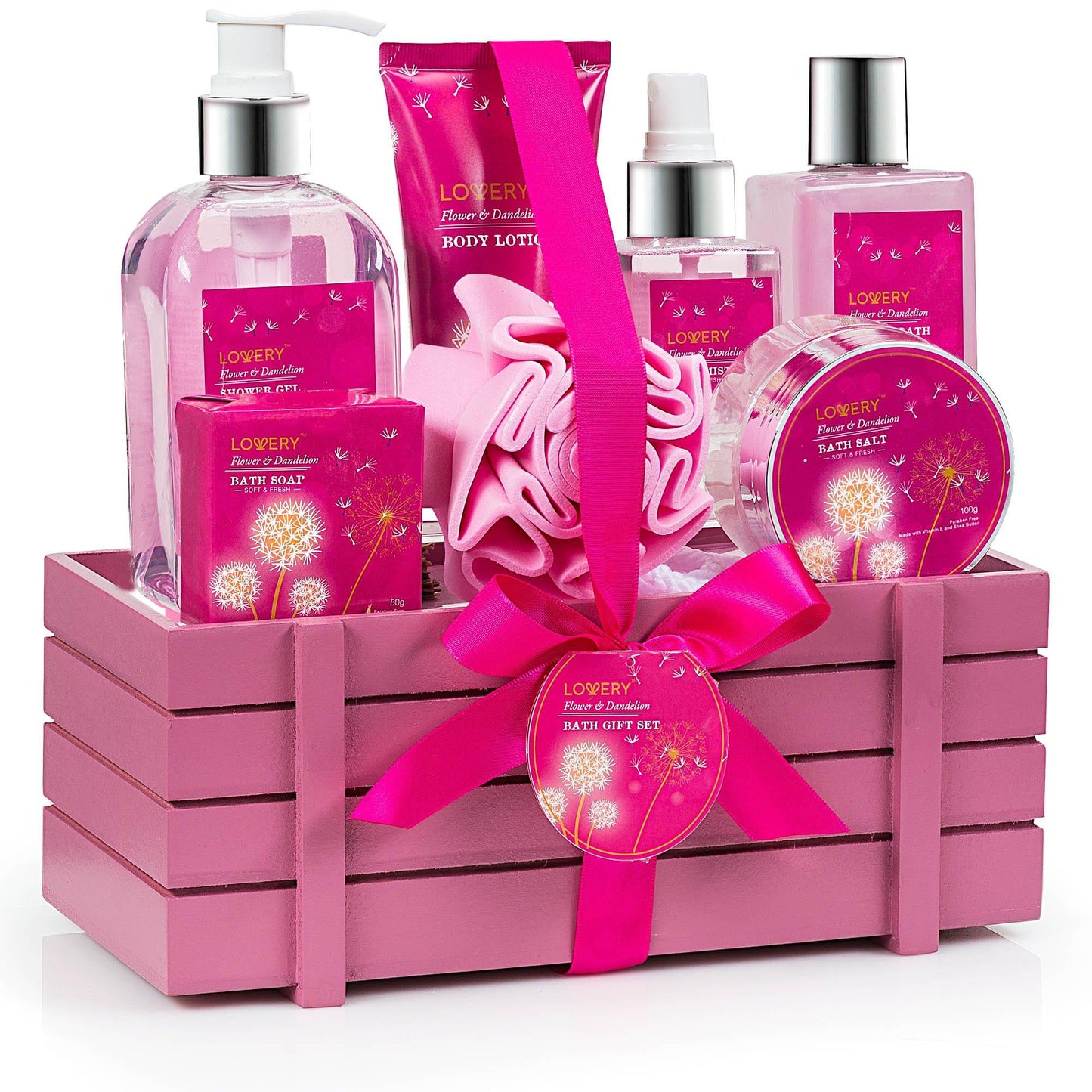 Flower & Dandelion Body Care Set - 8Pc Spa Relaxing Gifts