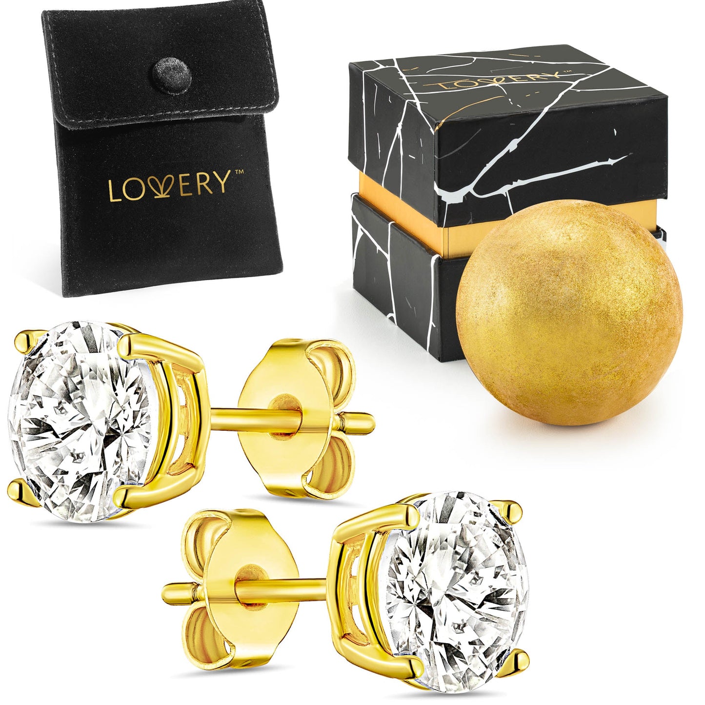 14K Gold Plated Solitaire CZ Stone Gift Set