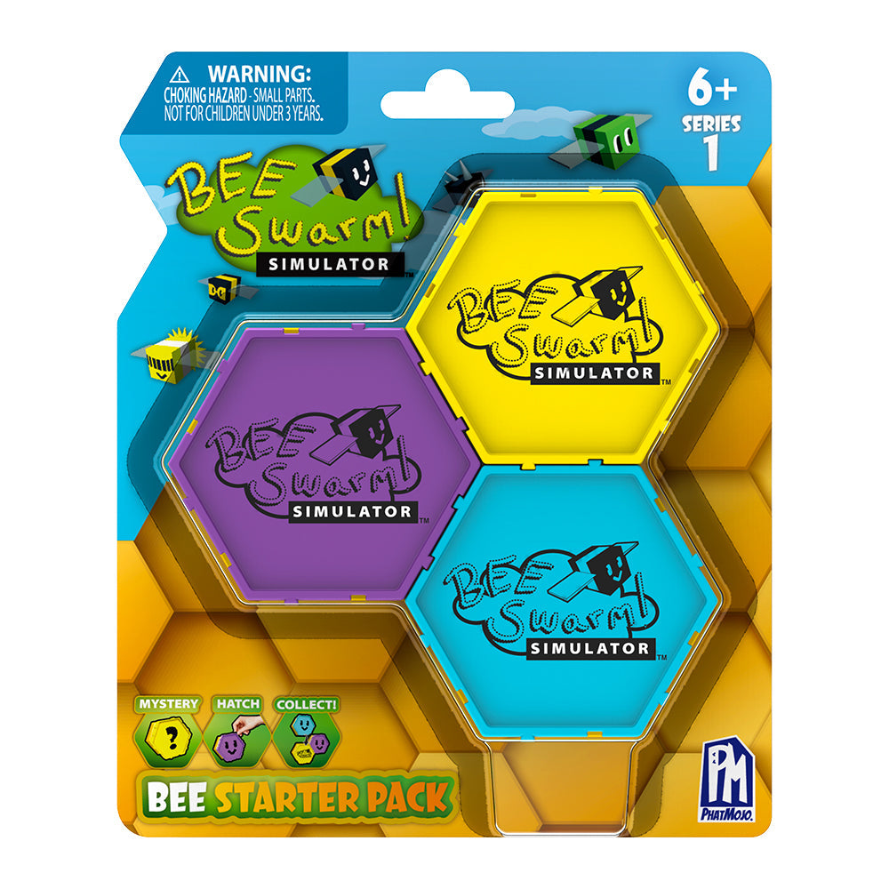 BEE SWARM - Mystery Bee Starter Pack (Three 1" Minifigures & Honeycomb Cases, Series 1)