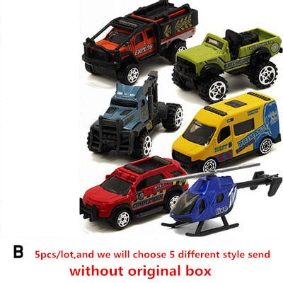 5cs/Lot 1:64 Alloy Model Car Suit Army City Fire Engine Boy Toy Car for Children