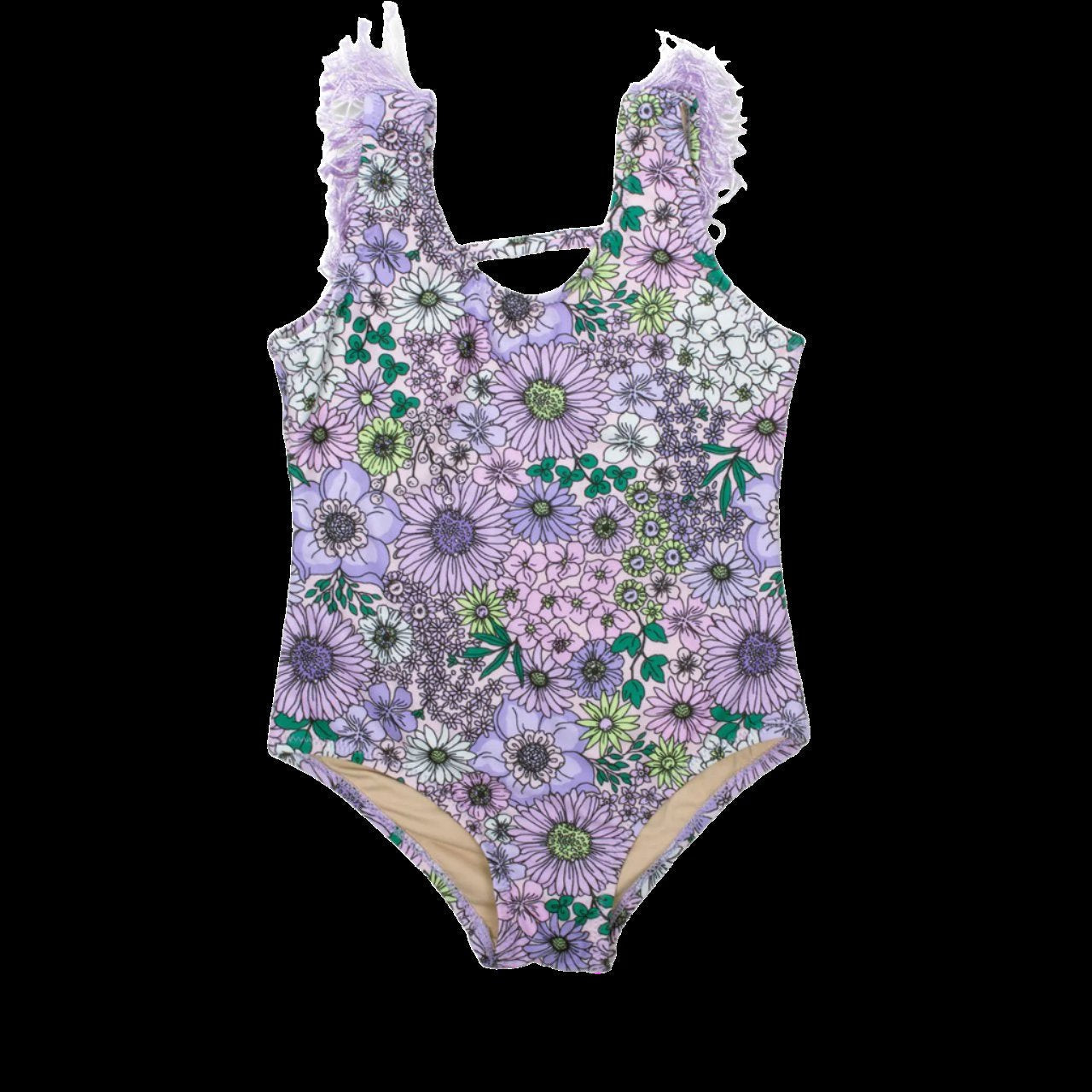 Fringe Back 1PC Swimsuit - Lush Lemon - Children's Clothing - Shade Critters - 11859