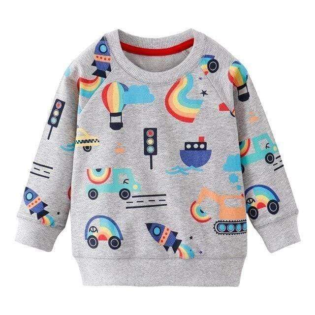 Boy's Clothing Light Gray Transpo / 3T Cartoon Print Sweatshirts