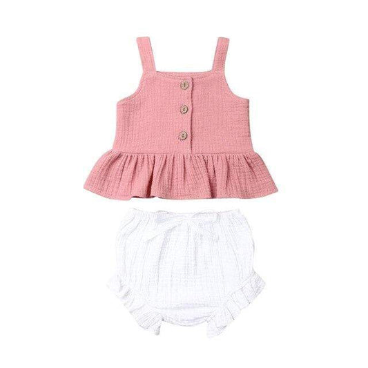 Girl's Clothing Pink & White / 3T Sleeveless Tank Top with Shorts