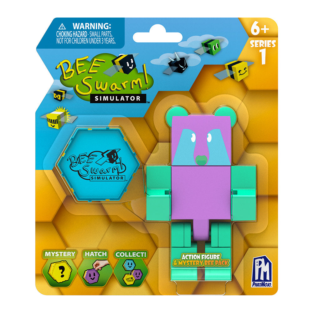 BEE SWARM - Gummy Bear Action Figure Pack w/ Mystery Bee & Honeycomb Case (5” Articulated Figure & Bonus Items, Series 1)