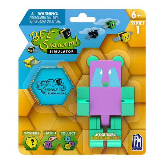 BEE SWARM - Gummy Bear Action Figure Pack w/ Mystery Bee & Honeycomb Case (5” Articulated Figure & Bonus Items, Series 1)