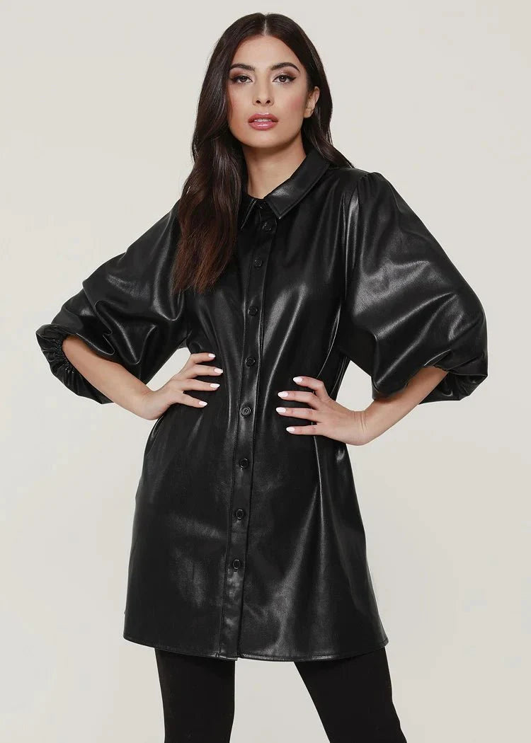 Soft Vegan Leather Tunic - Lush Lemon - Women's Clothing - Dolce Cabo - 10706